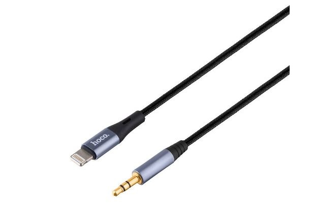 Кабель audio конвертор AUX Hoco DUP03 digital audio conversion cable for iP 1m iPhone Apple Lightning to AUX 3.5mm